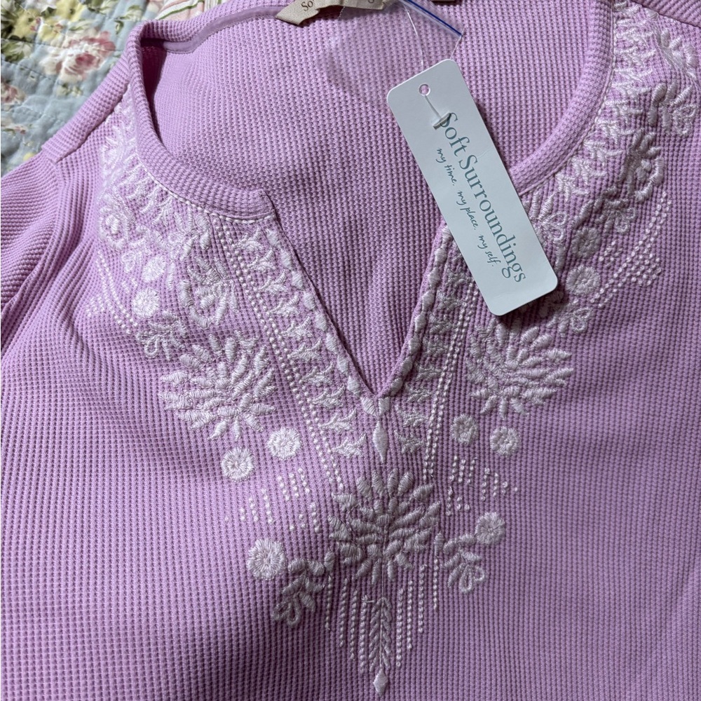 Soft Surroundings pink Embroidered Tank Top